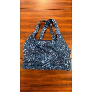 Lululemon Blue Geometric Strappy Back Sports Bra Size 6